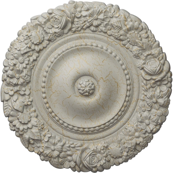 Ekena Millwork Marseille Ceiling Medallion (Fits Canopies up to 7 3/8"), 21"OD x 2"P, Pot of Cream Crackle CM21MAPCC - main